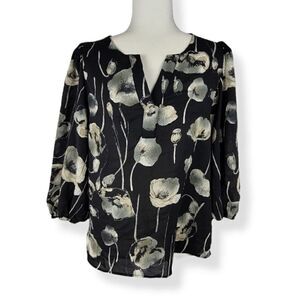Alfani Floral band collar 3/4 sleeves Small
